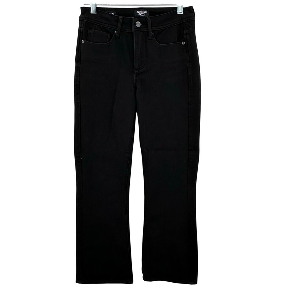 NYDJ Shape Curves 360 Straight Jeans Womens Size 2 Stretch Overdye Black